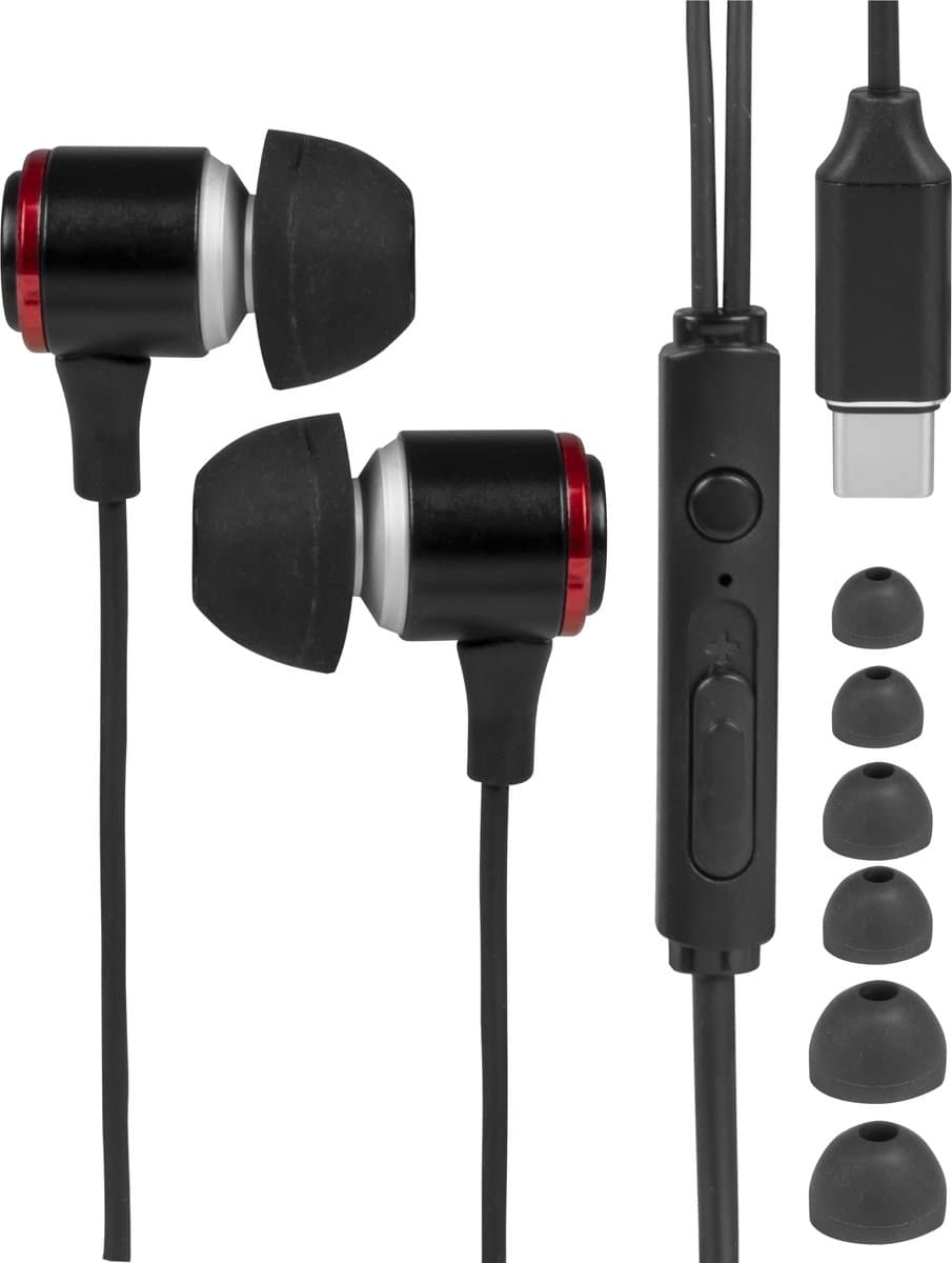 Nuvance Oortjes met Draad - USB-C Aansluiting - Oordopjes met Draad - In-Ear Oortjes met Draad en Microfoon - Zwart — afbeelding 1