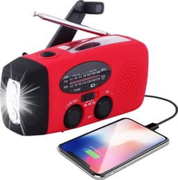 Rode Noodradio - Noodradio Opwindbaar - Noodradio op zonne-energie - fm noodradio - Dynamo Radio - radio - fm radio - powerbank noodradio - radio met zaklamp — thumbnail 1