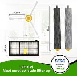 DEGG® - Onderhoudsset XL - Geschikt voor iRobot Roomba 800/900 Serie - Geschikt voor iRobot Roomba Onderdelen - 4x Roller, 6x Hepa-filter, 4x Spinner (zijborstel) - MEGAPAKKET — thumbnail 4