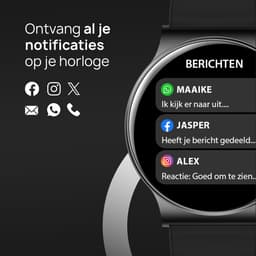 OOQE WATCH CS PRO - Smartwatch Heren en Dames | Geschikt voor iOS en Android | 10 kleuren | HD | Notificaties | Gezondheidsanalyse | Sportanalyse | GPS Koppeling | Bellen | Muziek/Audio Luisteren | Spelletjes | Ergonomisch | Nederlandstalig | Zwart — thumbnail 5