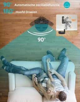 Tafel- en Staande Ventilator - Draagbare Oscillerende Ventilator - Opvouwbaar Design - Afstandsbediening - 4 Snelheden - Oplaadbare Accu - USB Ventilator - Zwart — thumbnail 4