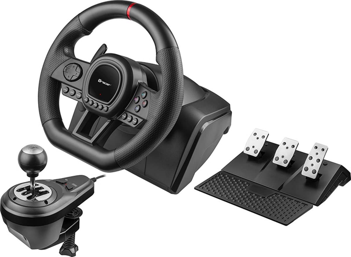 Tracer Gaming Stuurwiel - 6 in 1 Stuur - Pedalen en Versnellingspook - PC/PS4/PS3/Xbox One/Switch — afbeelding 1