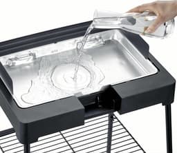PG 8566 Staande barbecue met roestvrij stalen grillrooster en onderstel en afzettingsrooster, elektrische grill met snelle grillstart, balkongrill zonder verbrandingsgevaar, zwart — thumbnail 2