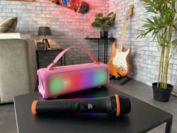 N-Gear Blazooka 703P - Bluetooth Speaker - Karaoke Set - Party Box met Microfoon - Roze — thumbnail 3