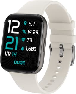 OOQE WATCH PRO 6 - Smartwatch Heren en Dames | Geschikt voor iOS en Android | Full HD | Notificaties | Gezondheidsanalyse | Sportanalyse | GPS koppeling | Music & Call Control | Spelletjes | Ergonomisch | Nederlandstalig | Wit — thumbnail 1