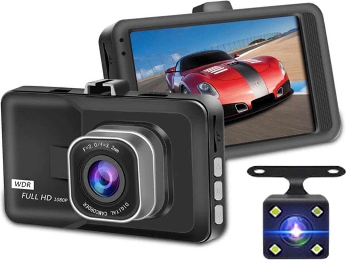 DrPhone DC11 Auto Dashcam Voor en Achter – Full HD 1080P - Nachtzicht – Bewegingsdetectie - 170 ° GROOTHOEK LENS - Zwart — afbeelding 1