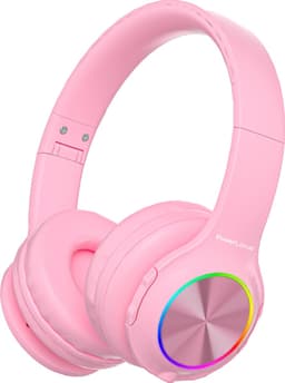 PowerLocus PLED Draadloze Koptelefoon Over-Ear voor Kinderen - LED lampjes - met Microfoon - Micro SD poort - Roze — thumbnail 1