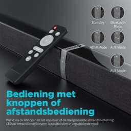 UpLiving 80W Soundbar met Bluetooth 5.3 – 2-in-1 Split Design – 360° Surround Sound – HDMI/Optisch/AUX/USB – Home Cinema Soundbar voor TV, Gaming & Muziek — thumbnail 5