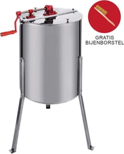 Honing Centrifuge - Handmatig - RVS - Capaciteit: 4 Honingramen - Inclusief bijenborstel - honing extractor — thumbnail 1