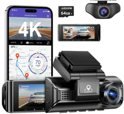 AZDome M770 Pro 2CH 4K Wifi Gps dashcam voor auto - 4K + FullHD resolutie - Night vision - Parkeerbeveiliging - 64gb Micro SD kaart - 3,0 inch LCD scherm - 170 + 140 graden kijkhoek - Nachtzicht — thumbnail 1