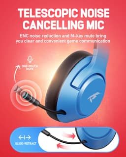 Kofire × CINPUSEN CG-01 - Draadloze Gaming Headset - Over ear koptelefoon - Met microfoon - PC/PS4/PS5/Nintendo Switch - Blauw rood — thumbnail 4