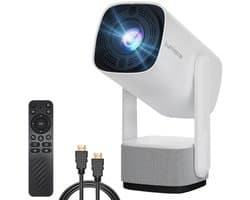 Lumistar® Ultra Mini Beamer - Alles-in-één Smart TV Projector - 2025 model - Android 11.0 - WiFi 6 & Bluetooth 5.2 - 4k Ondersteuning - Beamer - Inclusief Hdmi kabel - Home Cinema - 600 ANSI Lumen - Wit