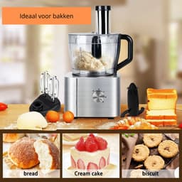 11 in 1 Food Processor - Multifunctionele Keukenmachine - Krachtig - Hakken, Snijden & Mengen - 1100W - 3 Snelheden - Gebruiksvriendelijk - Grijs — thumbnail 2
