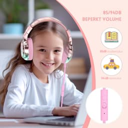 StayPowered Kinderkoptelefoon - Veilig & Comfortabel Luisteren - Volumebegrenzing 85/94 dB - Verstelbaar & Opvouwbaar - Zachte Over-Ear Kussens - Ingebouwde Microfoon - 3.5 mm Aansluiting - Roze/Blauw - Levering Sneller dan Aangegeven! — thumbnail 4