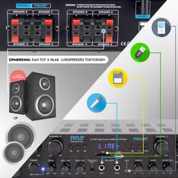 Pyle Bluetooth Versterker - Karaoke Draadloze Audioversterker - 4-Kanaals Stereo Audio Thuisbioscoop Luidspreker - Geluid Vermogensontvanger met AUX IN, FM, RCA - Subwoofer Luidsprekers — thumbnail 2