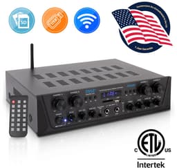 Pyle Bluetooth Versterker - Karaoke Draadloze Audioversterker - 4-Kanaals Stereo Audio Thuisbioscoop Luidspreker - Geluid Vermogensontvanger met AUX IN, FM, RCA - Subwoofer Luidsprekers — thumbnail 1