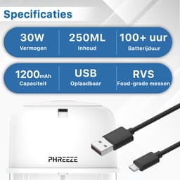 Mini Hakmolen Elektrisch - 250ML - Foodprocessor - Groentesnijder - USB Oplaadbaar - Portable Chopper - Blender - Keukenmachine - Draadloos — thumbnail 3