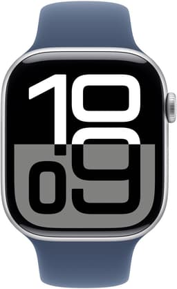 Apple Watch Series 10 - Wifi - 46mm - Zilverkleurig Aluminium Case met Denim Sportbandje - M/L — thumbnail 2