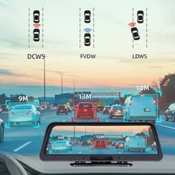 Dashcam voor Auto - 10" 4G Android 8.1 Dashcam - GPS Navigatie, Dual 1080P Camera - ADAS Rijhulp - Parkeermodus - Achteruitrijcamera - WiFi - Bluetooth - G-Sensor - Loop Recording - Zwart — thumbnail 4