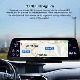 Dashcam voor Auto - 10" 4G Android 8.1 Dashcam - GPS Navigatie, Dual 1080P Camera - ADAS Rijhulp - Parkeermodus - Achteruitrijcamera - WiFi - Bluetooth - G-Sensor - Loop Recording - Zwart — thumbnail 2