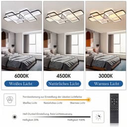 Smart Lamp Ventilator - Dimbaar - LED Plafond Ventilator - Zwart/Wit - Moderne Kroonluchter Ventilator - 90 cm - Woonkamerlamp — thumbnail 3