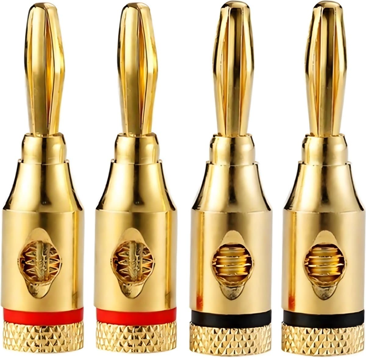 DEGG® - Banaanstekker voor luidsprekerkabel - Gold plated - Vergulde pluggen - 4mm - Luidsprekerstekker - 4 STUK(S) — afbeelding 1