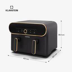 Klarstein Airfryer AuraAir Color Touch Heteluchtfriteuse - 2 Compartimenten 10L 1700W - 80-200°C 8 Programma's - voor Keuken - Touch Met BPA-Vrij - Heteluchtoven Frituurpan — thumbnail 4