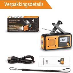 NovaWare® Noodradio Solar Opwindbaar 4400mAh Powerbank – Draagbare Radio FM/AM – Zonne-energie & Handslinger – Zaklamp SOS Alarm – Noodpakket Radio op Batterijen – Outdoor Survival Camping Emergency Radio – Oranje — thumbnail 5