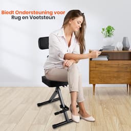Pyle Gitaarkruk - Draagbaar, aanpasbare Stoelhoogte Voor Volwassenen en Kinderen - Muzikanten Stoel voor Piano/Gitaar/Keyboard - Opvouwbare Drumstoel - Rug-en Voetensteun — thumbnail 4