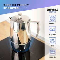 Espressomaker VeoHome 500ml RVS - Percolator inductie - Moka pot 10 kops - Robuuste, Compatibel met Alle Kookplaten — thumbnail 3
