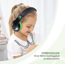 StayPowered Kinderkoptelefoon - Perfect Geluid & Ultiem Comfort - Verstelbaar - HD Microfoon - Kraakhelder Stereo - Zachte Oorkussens - Duurzame Kabel - 3.5mm Jack - Zwart/Groen - Levering Sneller dan Aangegeven! — thumbnail 2