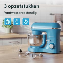 KitchenBrothers 2000W Keukenmachine - Keukenrobot - 6,2L - Mixer met Mengkom - Keukenmixer - Pastel Blauw — thumbnail 3