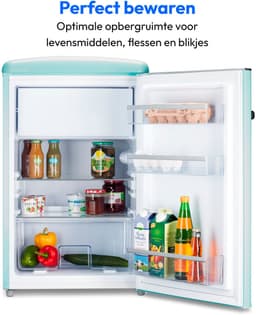 MEDION retro koel-vriescombinatie (95L koelkast, 13L 4-sterren vriesvak, 108 liter inhoud, LED interieurverlichting, traploze temperatuurregeling, retro design, MD 37790) — thumbnail 4