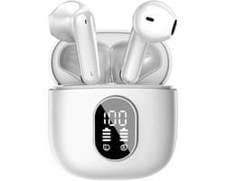 Soundtrex X-Pro Draadloze oordopjes - Bluetooth Oordopjes - Oortjes draadloos - Earpods - LED Display - Bluetooth 5.3 - Wit