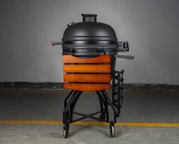 XL Kamado BBQ 23.5", Grill Bill Pro III - Supercompleet - Houtskoolmand - Multilevel System met gietijzeren en RVS roosters - Aslade - Grate Organizer - Onderstel met Extra Grote Wielen - Handlebar — thumbnail 2