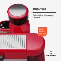 Klarstein Koffiemachine Bella Café espressomachine met ingebouwde molen – 19 bar, 1550 W, 1,4 liter waterreservoir, geïntegreerde conische maalschijf, melkschuimer, 2 kopjeshouders, kunststof, rood - voor Keuken - LED - Coffee Machine — thumbnail 5