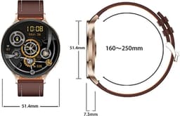 WizBay Premium Select® Ultra Thin Smartwatch 1.75inch AMOLED - Bellen - AI Voice Assist - Hart Monitor - O2 Bloeddrukmeter - Multi Sport Modi - Slaap - Message - Smartwatches - Gouden Case Lederen Band Bruin - 2 Extra Banden - RVS Goud en TPU Rosé — thumbnail 3