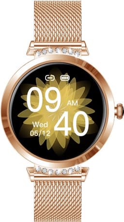 Belesy® New Jersey - Smartwatch Heren – Smartwatch Dames - Horloge – Stappenteller – Calorieën - Hartslag – Sporten - Je eigen foto als wijzerplaat - Kleurenscherm - Full Touch - Milanees – Roségoud - Moederdag — thumbnail 4