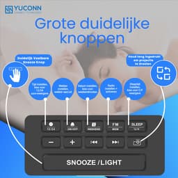 YUCONN Wekkerradio met Projectie - Digitale Klokradio - Wekker met DST - VA-display blauw of wit — thumbnail 3