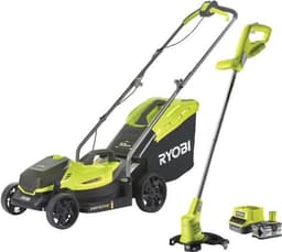 RYOBI ONE+ Pack 18V Cordless Grasmaaier + Trimmer RLM1833BLT1825M : Grasmaaier RLM18X33B40 en Trimmer OLT1825M (incl. 1x4.0Ah accu) — thumbnail 1