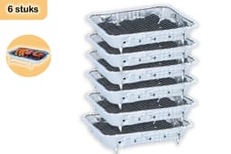 Wegwerpbarbecue 6 stuks – Instant BBQ met 600g Houtskool – Gebruiksklaar voor Camping, Picknick en Strand — thumbnail 1