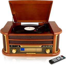 Denver Retro Platenspeler - Ingebouwde Speakers en Versterker - Radio CD Speler - MCR50 -Hout — thumbnail 1