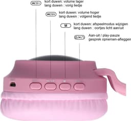 Kinder hoofdtelefoon - Draadloze koptelefoon Bluetooth met led kattenoortjes roze - DOBI MAX — thumbnail 4