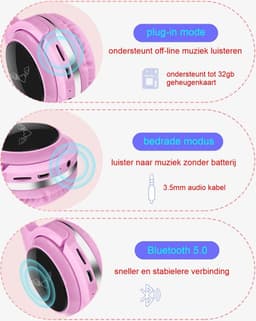 koptelefoon kinderen draadloos - hoofdtelefoon voor kinderen met engelen vleugels - roze - Bluetooth — thumbnail 4