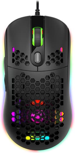 HXSJ X600 Optisch Gaming Muis - 8000DPI - Ultra licht - RGB Verlichting - Computermuizen - Compact Voor Onderweg - Zwart — thumbnail 2