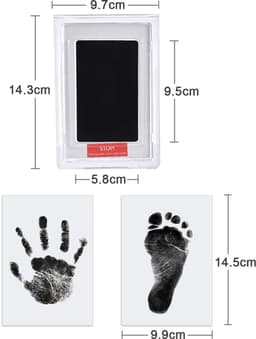 Baby hand- en voetafdrukset, 5 inktloze printpads voor baby's en huisdieren, 10 afdrukkaarten, baby voetafdrukset, veilig en niet-giftig voor voeten en handen, familieherinnering - Zwart — thumbnail 4