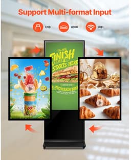 Digitale Reclamezuil Stoepbord - Staand Touchscreen Display - Scherm 140 cm - 2K LCD-scherm - WiFi - HDMI/USB - 2 GB RAM 32 GB Opslag - Zwart — thumbnail 5
