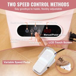 Pottenbakkersschijf - Elektrische kleidraaischijf - 28 cm Diameter - 350 W Motor - Pedaalbediening - LCD Touchscreen - Directe Aandrijving - Inclusief Gereedschap - Roze — thumbnail 3