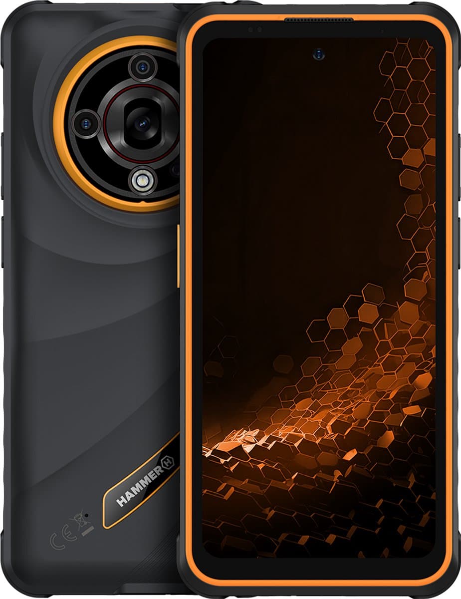 Hammer Iron 6 5G - Smartphone - bouwtelefoon - 8GB/256GB - Zwart en Oranje- IP69 waterdicht - 6050mAh - Dual SIM — afbeelding 1