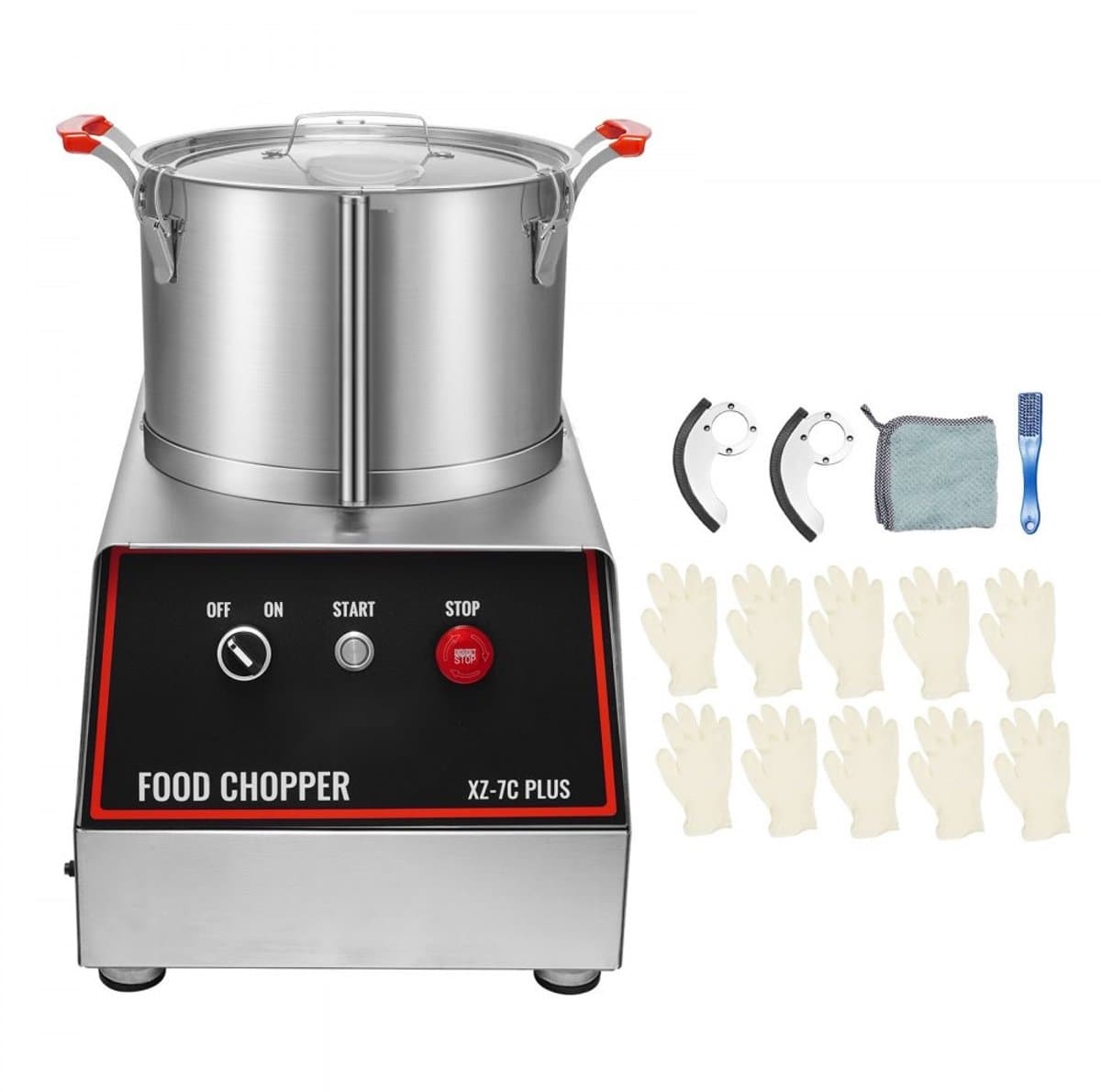 Elektrische groente- en fruitsnijder - Multi-cutter - 750 W - 7,71 L Capaciteit - RVS Behuizing - Drukknopbediening - Horecakwaliteit — afbeelding 1